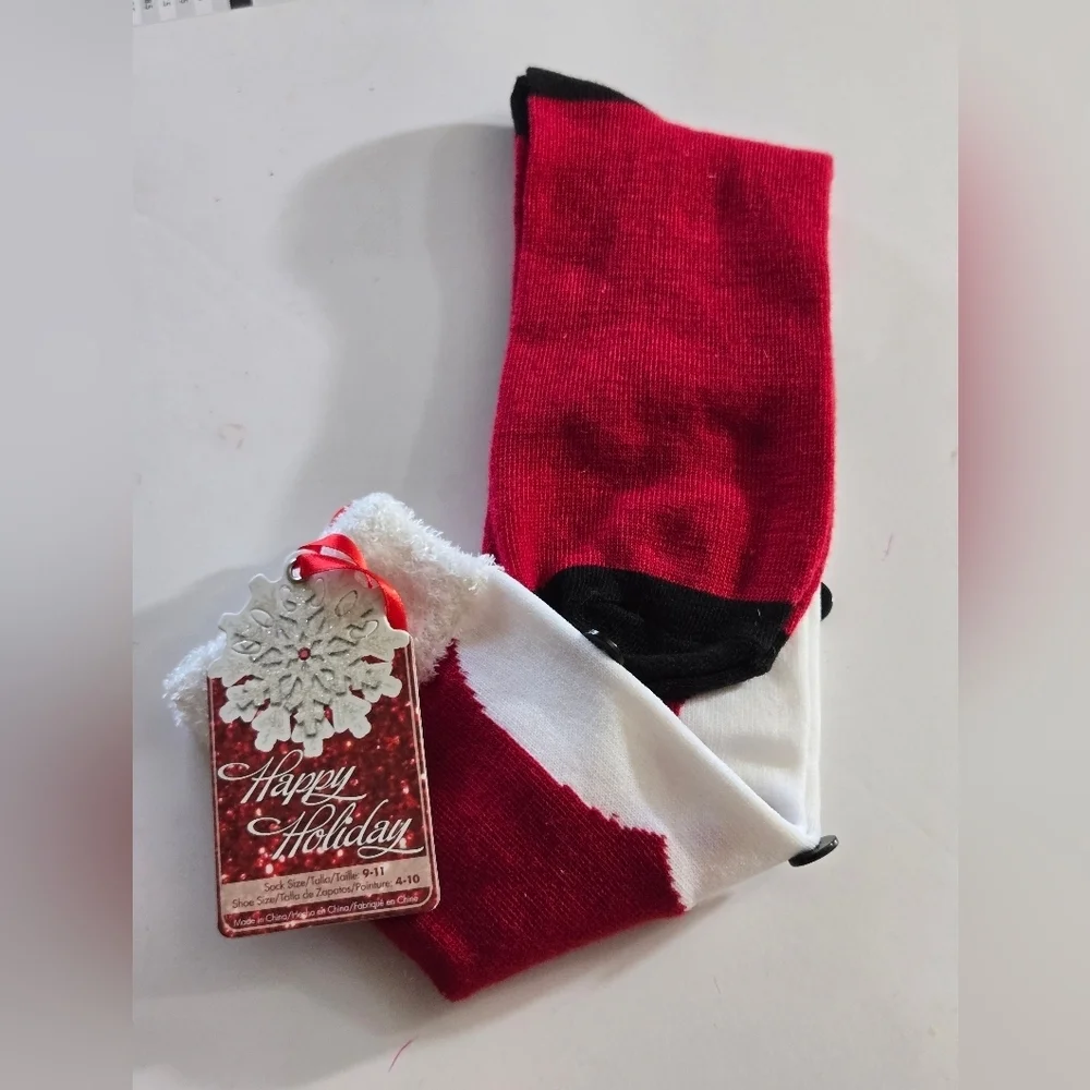 Planet Sox Santa clause Novelty New NWT Sock sz 9-11 Shoe Sz 4-10 Red White